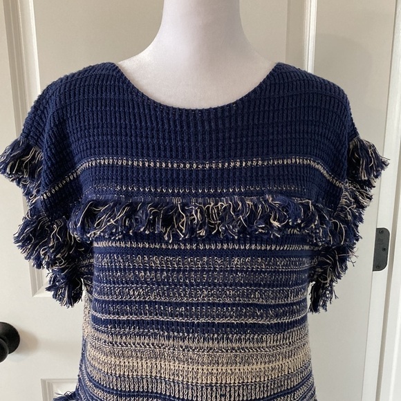Dana Buchman medium blue sweater fringe - Picture 5 of 10